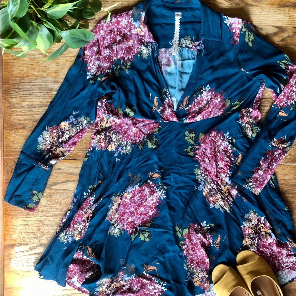 Uncle Frank Floral Long Sleeve Collared Mini Dress